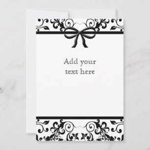 Invitación con lazo en negro y blanco