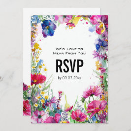 Invitación 💍 Con menú Meadow Blooms RSVP