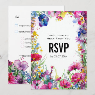 Invitación 💍 Con menú Meadow Blooms RSVP