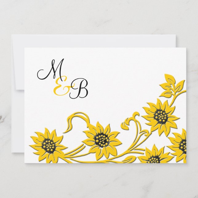 Invitación con monograma de la boda del girasol (Anverso)