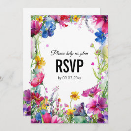 Invitación 💍 Con opción dietética Meadow Blooms RSVP