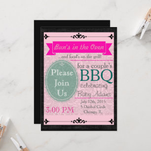 Invitación con paja negra y rosa