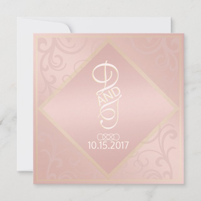 Invitación con patrón de oro rosa (Anverso)
