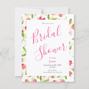Invitación con patrón floral de acuarela