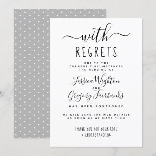 Invitación Con pena, Boda blanco y negro pospuesto