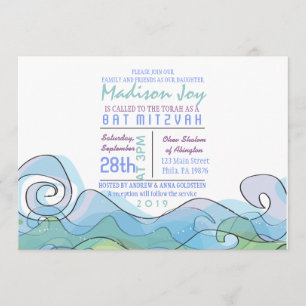 Invitación CON PLAYAS de Mitzvah del palo de la