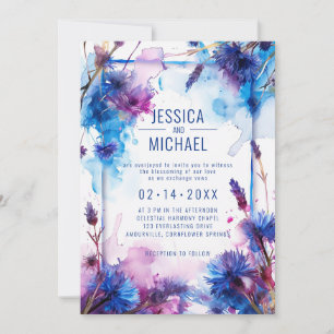 Invitación 💍 con poema Cornflowers y Lavender Bliss
