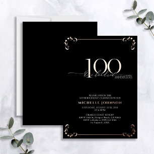 Invitación Con Relieve Metalizado 100& Fabuloso Cumpleaños con Caligrafía en Rosa Do