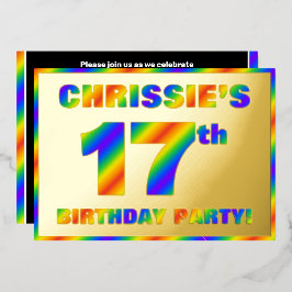 Invitación Con Relieve Metalizado 17.ª fiesta de cumpleaños — Diversión, espectro ar