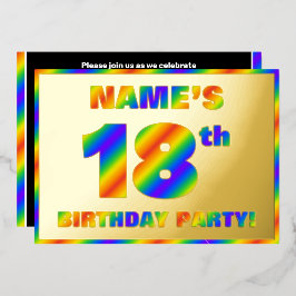 Invitación Con Relieve Metalizado 18.ª fiesta de cumpleaños — Diversión, espectro ar