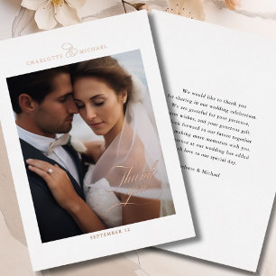 Invitación Con Relieve Metalizado 1 Foto, Rosa Relieve metalizado Oro, ¡GRACIAS!