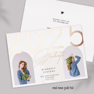 Invitación Con Relieve Metalizado 2023 Graduado elegante personalizado femenina 2 fi
