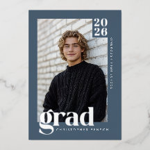 2026 Azul Moderno 4 Foto Graduación Plata