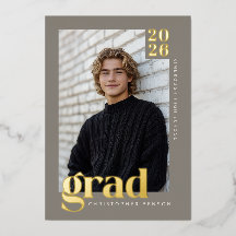 2026 Moderno Gris Piedra 4 Foto Graduación Dorado