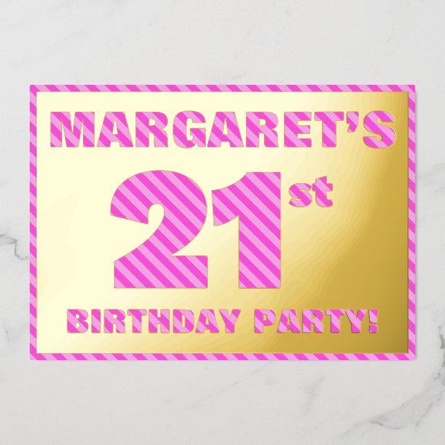 Invitación Con Relieve Metalizado 21ª Fiesta de cumpleaños — Negrita, diversión, fra (Anverso)