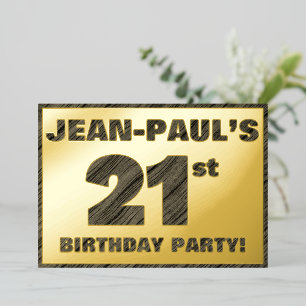 Invitación Con Relieve Metalizado 21ª Fiesta de cumpleaños — Negrita, falso texto de