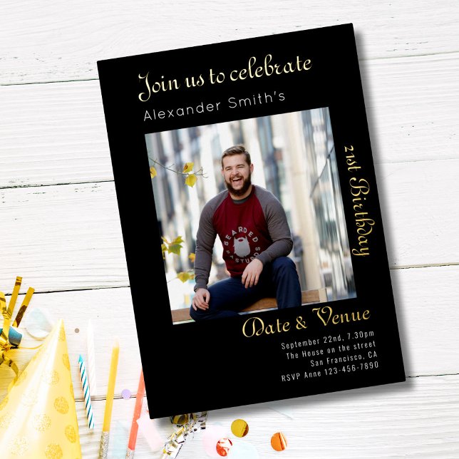 Invitación Con Relieve Metalizado 21.ª Nacimiento Negro (Subido por el creador)