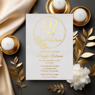 Invitación Con Relieve Metalizado 21 y fabuloso Cumpleaños 21 Fiesta Sellado