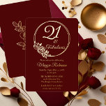 Invitación Con Relieve Metalizado 21 y fabuloso Fiesta de cumpleaños número 21 estam<br><div class="desc">Elegante diseño de tipografía "21 and Fabulous" diseño fiesta de 21 años con un contorno rosa de marco circular. La parte posterior presenta un contorno rosa en tono dorado (no en Relieve metalizado dorado).</div>