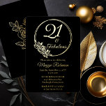 Invitación Con Relieve Metalizado 21 y fabuloso Fiesta de cumpleaños número 21 estam<br><div class="desc">Elegante diseño de tipografía "21 and Fabulous" diseño fiesta de 21 años con un contorno rosa de marco circular. La parte posterior presenta un contorno rosa en tono dorado (no en Relieve metalizado dorado).</div>