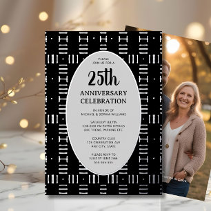 Invitación Con Relieve Metalizado 25º Aniversario de Boda Elegante Moderno Plata