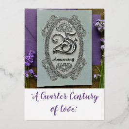 Invitación Con Relieve Metalizado 25.º Aniversario Boda