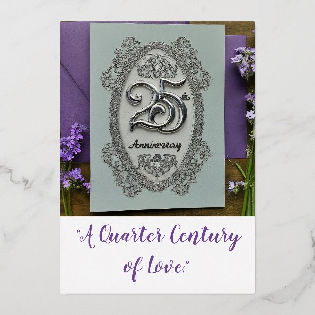 Invitación Con Relieve Metalizado 25.º Aniversario Boda (Anverso)