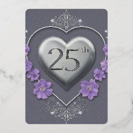 Invitación Con Relieve Metalizado 25.º Boda