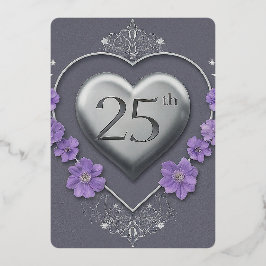 Invitación Con Relieve Metalizado 25.º Boda