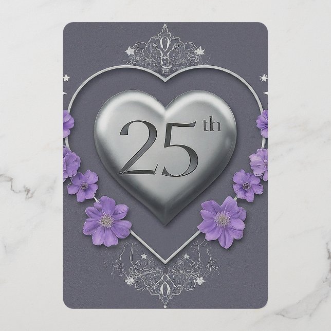 Invitación Con Relieve Metalizado 25.º Boda (Anverso)
