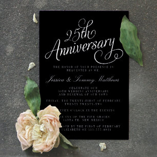 Invitación Con Relieve Metalizado 25° Aniversario Boda de Plata Real