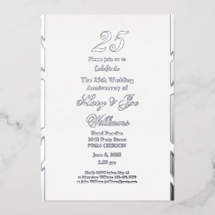 Invitación Con Relieve Metalizado 25 años Jubileo Cumpleaños 25 Aniversario Boda