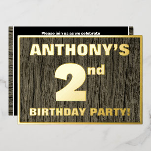 Invitación Con Relieve Metalizado 2.º Fiesta de cumpleaños: audaz, falso patrón de g