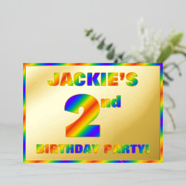 Invitación Con Relieve Metalizado 2.º Fiesta de cumpleaños — Diversión, espectro arc