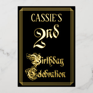 Invitación Con Relieve Metalizado 2.º Fiesta de cumpleaños — Guión de falencia y nom
