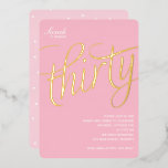 Invitación Con Relieve Metalizado 30.º Fiesta de cumpleaños<br><div class="desc">30.º diseño de invitación para fiesta de cumpleaños.</div>