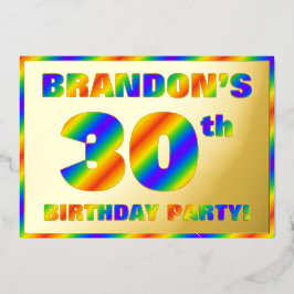 Invitación Con Relieve Metalizado 30.º Fiesta de cumpleaños — Diversión, espectro ar