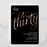 Invitación Con Relieve Metalizado 30.º Relieve metalizado Fiesta de cumpleaños<br><div class="desc">30.º diseño de invitación para fiesta de cumpleaños.</div>