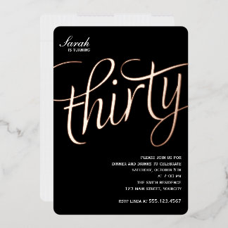 Invitación Con Relieve Metalizado 30.º Relieve metalizado Fiesta de cumpleaños