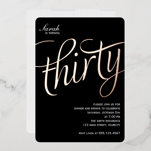 Invitación Con Relieve Metalizado 30.º Relieve metalizado Fiesta de cumpleaños (Sobre)