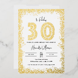 Invitación Con Relieve Metalizado 30 y fabuloso 30 Fiesta de cumpleaños Real Gold
