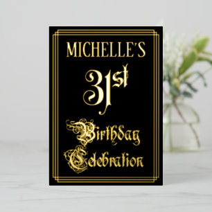 Invitación Con Relieve Metalizado 31ª Fiesta de Cumpleaños — Guión de fantasía y nom