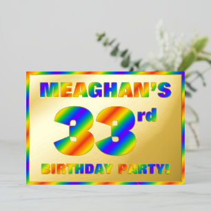 Invitación Con Relieve Metalizado 33.ª fiesta de cumpleaños — Diversión, espectro ar