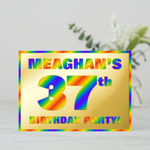 Invitación Con Relieve Metalizado 37.ª fiesta de cumpleaños — Diversión, espectro ar