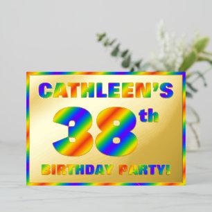 Invitación Con Relieve Metalizado 38º Partido de Cumpleaños — Diversión, Espectro Ar