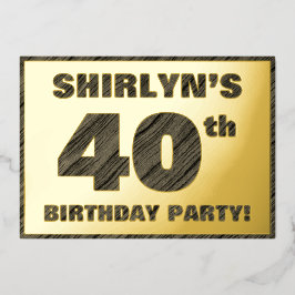 Invitación Con Relieve Metalizado 40.º Fiesta de cumpleaños — Negrita, falso texto d