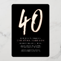 40.º fiesta de cumpleaños rosa negro negrita moder