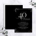 Invitación Con Relieve Metalizado 40 y fabuloso Rosa negro caligrafía de oro Cumplea<br><div class="desc">¡Es tu cumpleaños especial, y es hora de celebrarlo! ¿Quieres lanzar el mejor bash de la ciudad? Asegúrese de que comienza con el más alto estilo con esta 40 y Fabulosa Invitación de cumpleaños a la caligrafía de Relieve metalizado dorado negro y real. Seguramente marcará el tono para una celebración...</div>