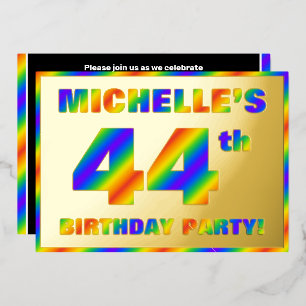 Invitación Con Relieve Metalizado 44ª fiesta de cumpleaños — Diversión, espectro arc