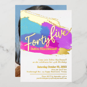 Invitación Con Relieve Metalizado 45.ª festividad festividad festividad